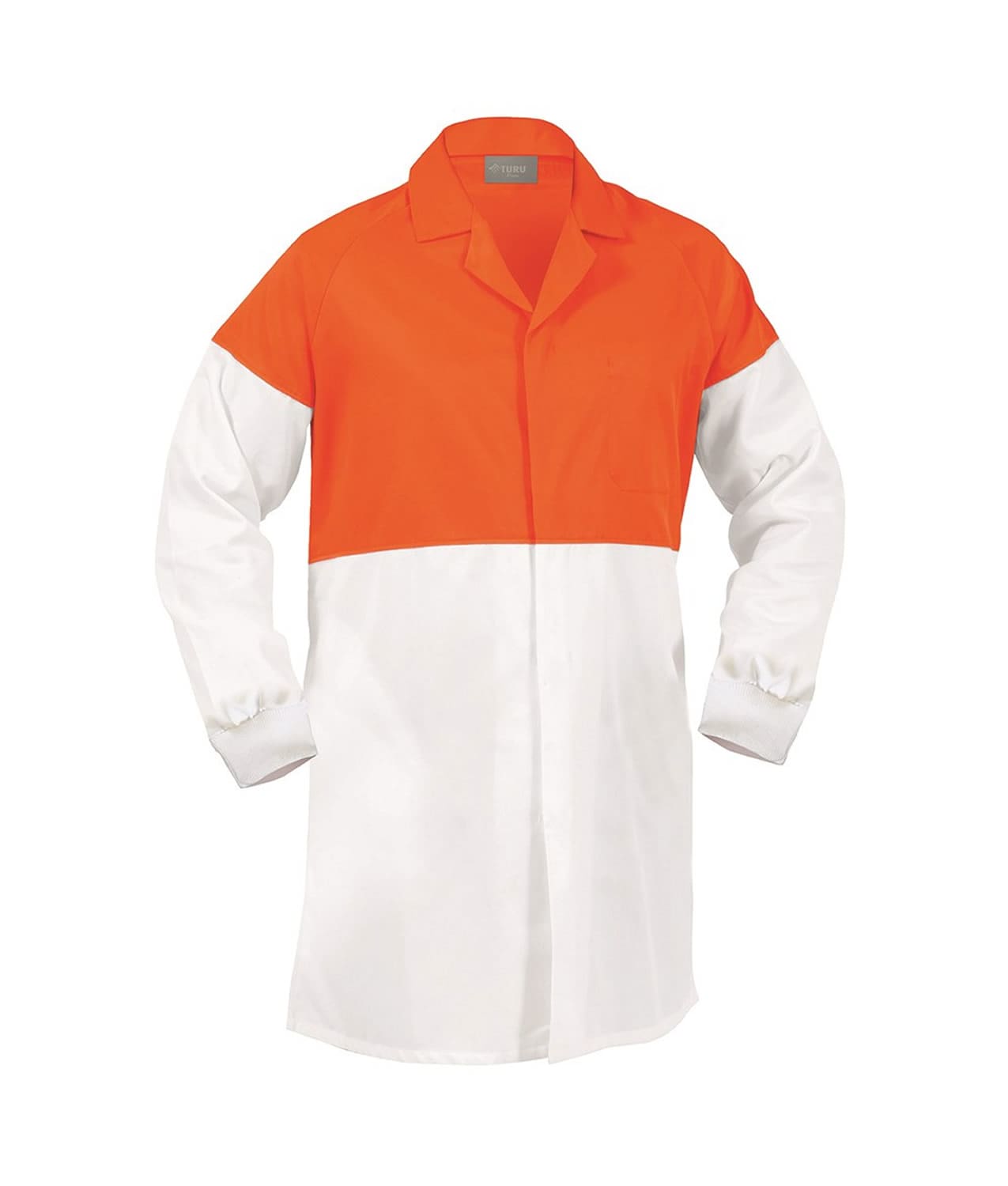 Dustcoat WORKZONE Lightweight 190Gsm Polycotton Food Industry White/Orange (DFDPCLW)
